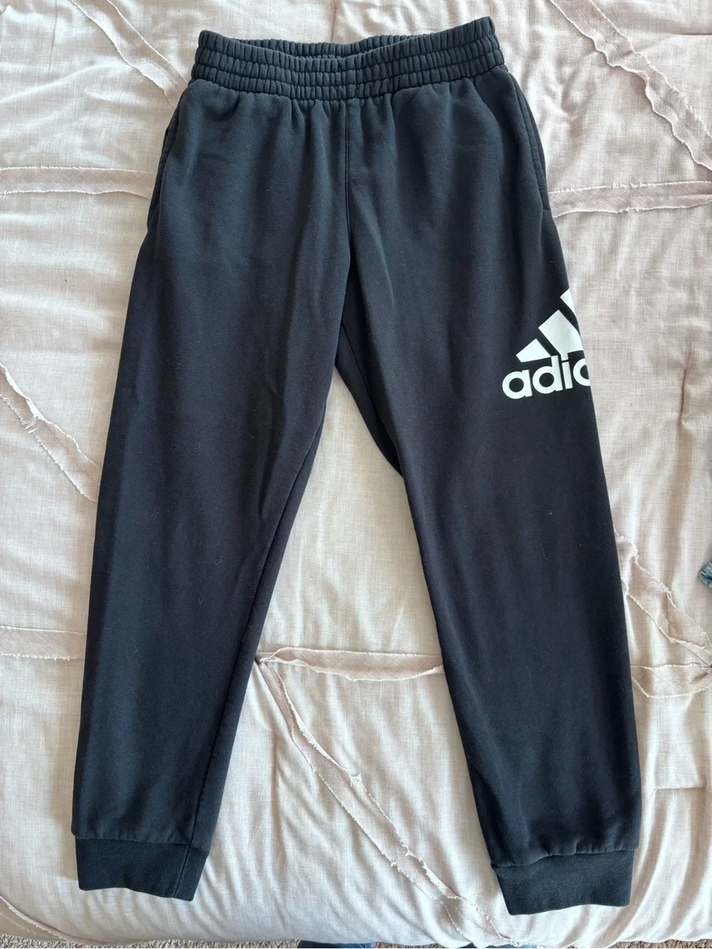 2 Boys Adidas Jogger Sweatpants with Logo size 10/12 and 14.